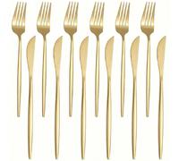 6/12/24 pièces Set de couverts en acier inoxydable comprenant couteau à steak et fourchette, couteau à steak, fourchette à pâtes, couteau et fourchette à dessert. Convient pour la maison, la cuisine, 
