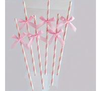 6/12/36 pièces Pailles décorées de nœuds pailletés, Pailles en papier à rayures de dessin animé mignon, Couvert pour la cuisine et la salle à manger. Fournitures pour anniversaire, mariage, révélation