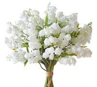 6/12 pièces Fleurs artificielles de muguet fausses fleurs blanches en cloche de carillon, fleurs d'orchidée en soie pour bouquet de mariage. Fleurs de mai pour centre de table de maison, jardin, décor