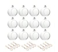 6/12 pièces Set de porte-bougies en verre à suspendre - Mini boules de verre transparent, porte-bougies adaptés pour centre de table de mariage, décoration de jardin, Noël, Halloween, mariage, cadeaux