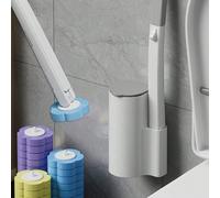 6/18 pièces Brosse de toilette jetable avec support - Outil de nettoyage de salle de bain monté au mur en plastique, convient pour les toilettes standard et ergonomiques pour un nettoyage en profondeu