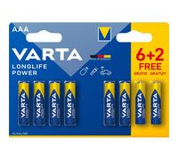 6+2 Piles Alcalines AAA / LR03 Varta LongLife Power