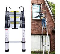 6,2M Échelle Télescopique - Extra long Échelle Pliante Aluminum avec 2 Crochets - Détachable