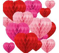 6/3/1 pièce pièce Cœur en nid d'abeille rouge pour la Saint-Valentin, Boule en nid d'abeille en papier en forme de Saint-Valentin, Boule en nid d'abeille pour la décoration de fête de la Saint-Valenti
