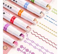 6/3/1 pièce Stylo surligneur fluorescent, stylo à bille courbe, stylo fleur, stylo à double pointe, stylo à contour, stylo à bille créatif en forme de vague, retour à l'école ABS