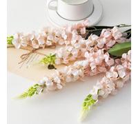 6/4/2/1 pièce pièce - 29,2 pouces - Delphinium artificiel doré champagne, fleurs de lin artificialisées en soie, jacinthe artificielle à tige longue, toucher réaliste, delphinium artificiel, convient 