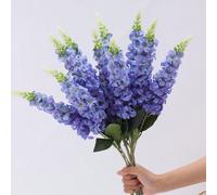 6/4/2/1 pièce pièce Fleurs artificielles de delphinium bleu de 29,2 pouces, fleurs de jacinthe à tige longue, toucher réaliste, convient pour mariage, maison, fête en plein air, arrangement floral, dé