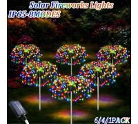 6/4 pièces Lumières de feux d'artifice solaires - 320/240 LED, 8 modes d'éclairage, parfait pour les décorations de Noël & Halloween, blanc chaud/multicolore, décoration de Noël 240 LED * 4 paquets,32