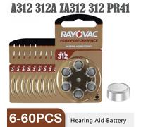 6-60 pièces piles pour appareils auditifs Rayovac PEAK 1.45V haute Performance 312 312A A312 PR41. Batterie pour aides auditives BTE CIC RIC OE
