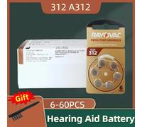 6-60 piles pour appareils auditifs Rayovac PEAK 1.45V haute performance 312 312A A312 PR41. Batterie pour aides auditives BTE CIC RIC OE