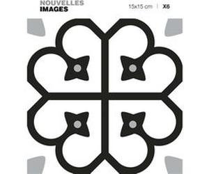 6 adhésifs de carrelage Motif floral Noir et Blan Draeger la carterie Noir, Noir G
