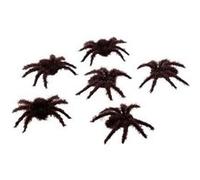 6 araignées velues marron plastique 7cm - carnival toys 9633 Marron G
