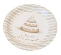 6 assiettes carton anniversaire douceur 23cm - générique jet111 Gris G
