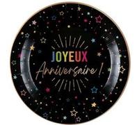 6 assiettes carton anniversaire multi 22.5cm noir - générique 000901900000011 Noir G