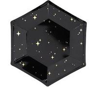 6 assiettes carton hexagonal étoiles or 20cm noir - générique tpp28-010 G