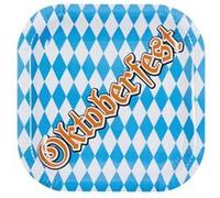 6 assiettes carton oktoberfest fête bière 25cm - boland 54257 Bleu G