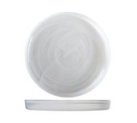 6 Assiettes Creuses H&H en Verre Modèle Alabastro Bianchi Cm 33x4 Hauteur