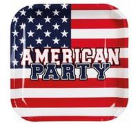 6 assiettes en carton american party drapeau usa 25 cm fete soiree evenement Blauw G