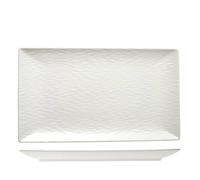 6 Assiettes En Grès Ondulées Blanches Rectangulaires 25x15 Cm H&H