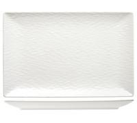 6 Assiettes En Grès Ondulées Blanches Rectangulaires 30x20 Cm H&H