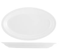 6 Assiettes Ovales Roma En Porcelaine Blanche 36 Cm Fabriquées En Italie