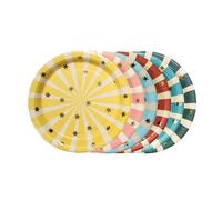 PartyDeco - 6 ASSIETTES RAYURES CIRQUE ÉTOILE OR 18CM COLORÉ