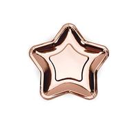 Assiettes en carton - PARTYDECO - Etoile - Rose gold - Lot de 6 - 18 cm