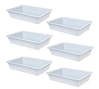 6 bacs en plastique de 14 l, L 500 x l 340 x H 110 mm, bord en U, blanc.