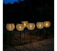 Lumisky Lot de 6 balises solaires style oriental à planter LED blanc chaud AGADIR H45cm