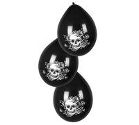 6 Ballons En Latex Squelette Fleuri Noir 25 Cm Taille Unique Noir
