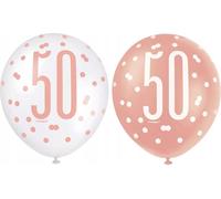 6 ballons or rose chiffre 50