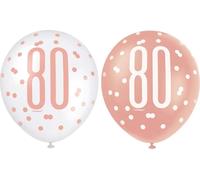 6 ballons or rose nombre 80