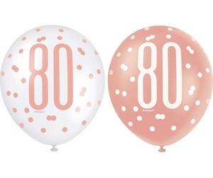 6 ballons or rose nombre 80