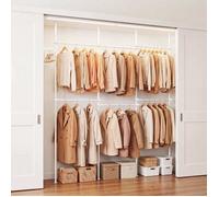 6 barres portant à vêtements télescopique, penderie ouverte réglable sans perçage, gain de place pour chambre