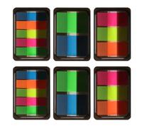 6 boîtes Autocollants Mémo Fluorescents PET, Repositionnables, pour livres | Marqueurs Vifs, Ne S'Effacent Pas, pour Cahiers, Dossiers, Lecture à Maison, Boîtes