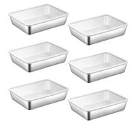 6 boîtes de rangement en acier inoxydable avec couvercle, empilables, dimensions : 25 x 20 x 5 cm