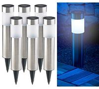 6 bornes lumineuses solaires à LED avec capteur de luminosité - Rondes [Lunartec]