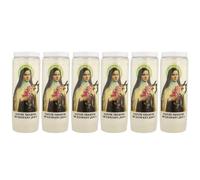 6 Bougies de Neuvaine Sainte Thérèse 17,5 cm - Bougie Neuvaine - Culte Chrétien en Cire végétale