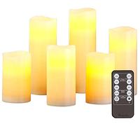 Britesta 6 bougies LED en cire véritable de tailles différentes avec télécommande