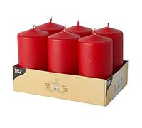 Papstar Bougies cylindriques PS17997 Ø 60 mm × 115 mm Lot de 6 Rouge