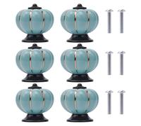 6 boutons d'armoire en céramique, motif citrouille, boutons de meuble en céramique, poignées d'armoire, boutons en céramique pour meubles avec vis, pour mobilier de bureau, armoires de cuisine, tiroir