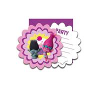 Procos Lot de 6 cartes d'invitation Troll avec enveloppes 49805 Multicolore Taille Unique