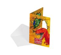 6 Cartons D'invitation En Carton Dinosaures Avec Enveloppes 15 Cm Taille Unique Rouge