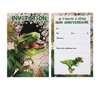 6 cartons invitation anniversaire dinosaure 11x17cm - chalayer 7865 0-99 Vert G