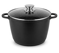 6 - Casserole, faitout antiadhésif, compatible induction, avec couvercle en verre. Casserole à mijoter de 24 cm, en fonte d'aluminium