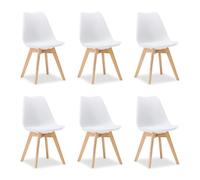 6 chaises blanches avec pieds en bois