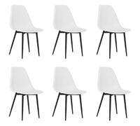6 Chaises De Salle À Manger Blanches en Polypropylène, Pieds en Métal | Style minimaliste, dossier incurvé ergonomique, pieds métal stables, polypropylène facile à nettoyer, 110 kg par siège
