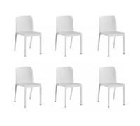 6 chaises de table-salle à manger - cuisine - interieur-exterieur en résine blanc - Longueur 48 x Profondeur 53 x Hauteur 80 cm