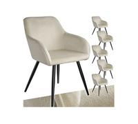 6 Chaises scandinaves rembourrées en velours crème et noir design ergonomique 58x62x82 cm
