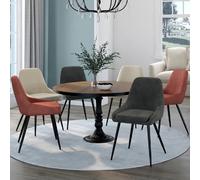IDMarket Chaises THALYA en velours avec accoudoirs Lot de 6 – 2 gris foncé, 2 terracotta, 2 beige